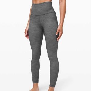 Lululemon Align Pant II 25" Mini Heathered Herringbone Heathered Black Size 6